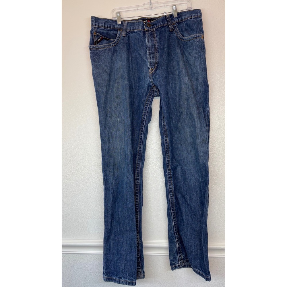 Ariat FR M4 Low Rise Boot Cut Work Pants Mens 40x34 Blue Denim 10012555